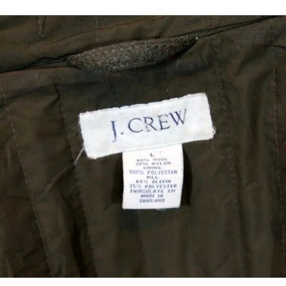 J. Crew Mens Large Dark Green Wool Blend Overcoat - Picture 7 of 8